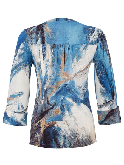 "The Storm" Artist Print Notch Neck Top. Style DOLC75671