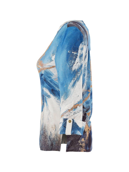 "The Storm" Artist Print Notch Neck Top. Style DOLC75671