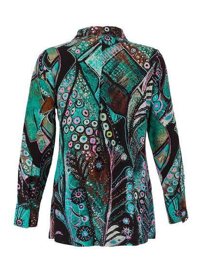 "Enchanted Island" Artist Print Button Up Top. Style DOLC75724