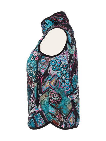 "Enchanted Island" Artist Print Puffer Vest. Style DOLC75822
