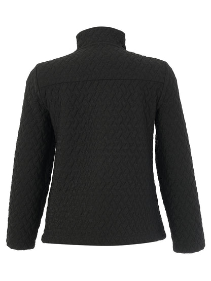 Zip Front Stand Collar Textured Fabric Jacket. Style DOLC76192