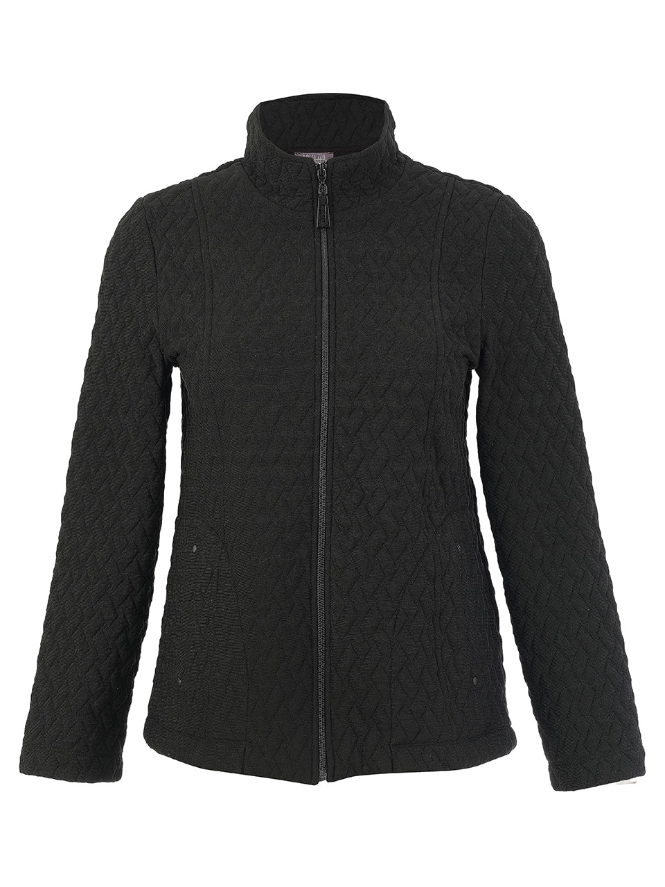 Zip Front Stand Collar Textured Fabric Jacket. Style DOLC76192