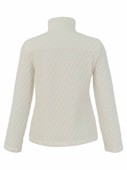 Zip Front Stand Collar Textured Fabric Jacket. Style DOLC76192