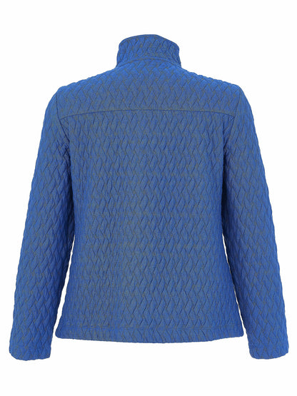 Zip Front Stand Collar Textured Fabric Jacket. Style DOLC76192