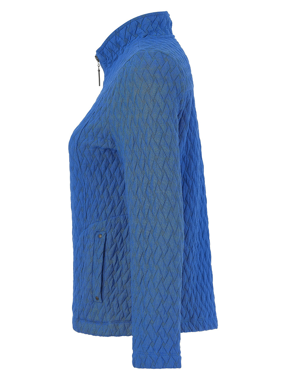 Zip Front Stand Collar Textured Fabric Jacket. Style DOLC76192