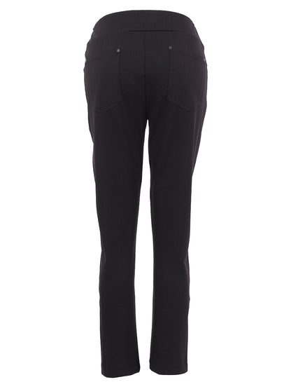 Pull-On Straight Leg Basic Black Pant. Style DOLC76212