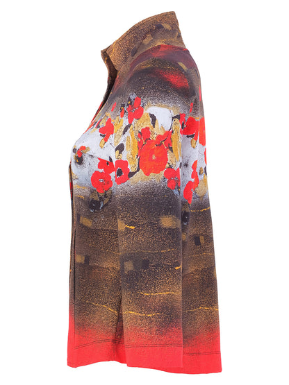 "Ramo De Nubes Rojas" Artist Print Statement Button Front Jacket. Style DOLC76636