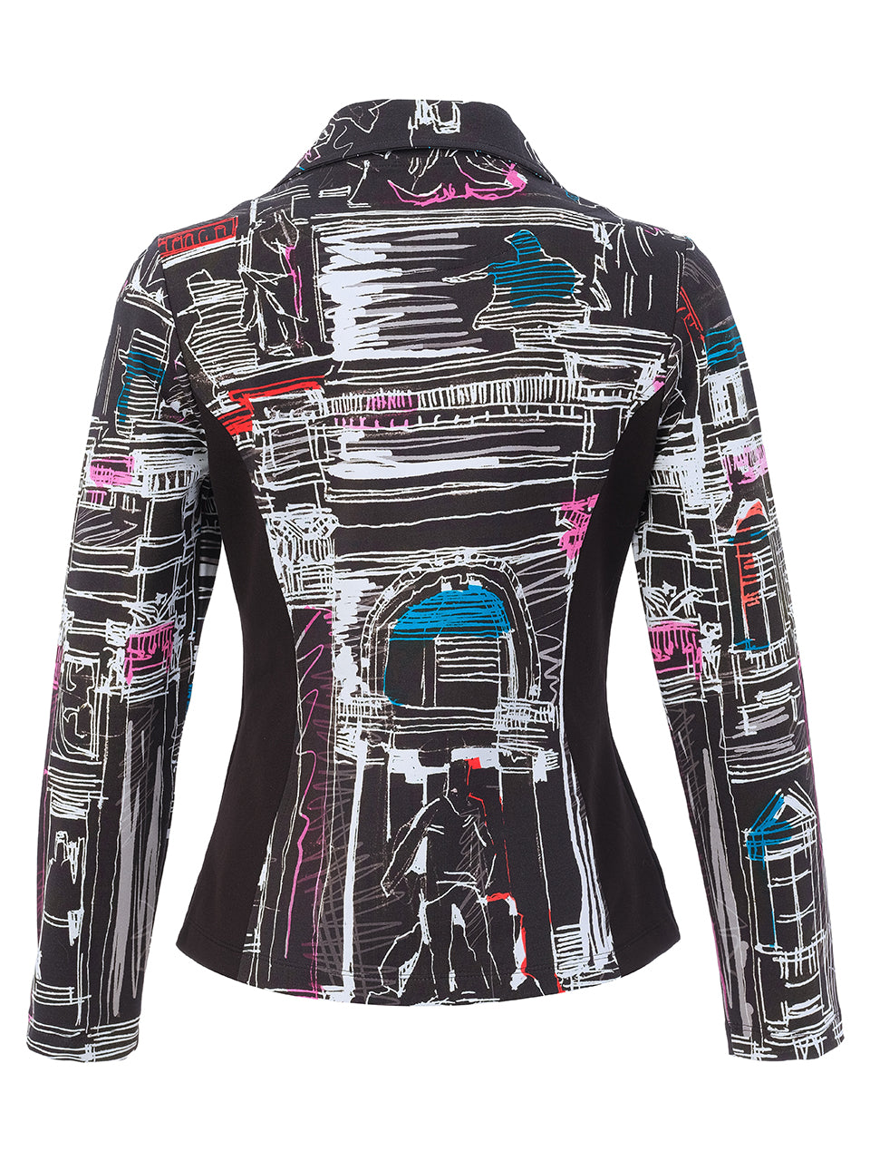 "Trevi" Artist Print Notched Lapel Blazer. Style DOLC76645