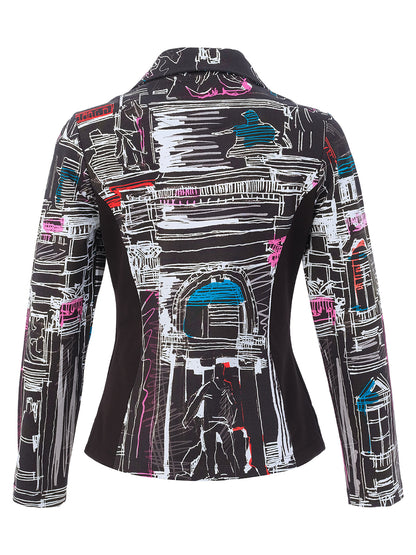 "Trevi" Artist Print Notched Lapel Blazer. Style DOLC76645