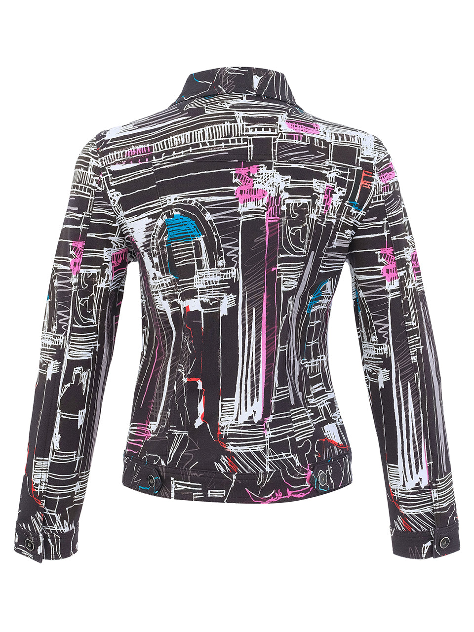 "Trevi" Artist Print Button Front Structured Jacket. Style DOLC76646