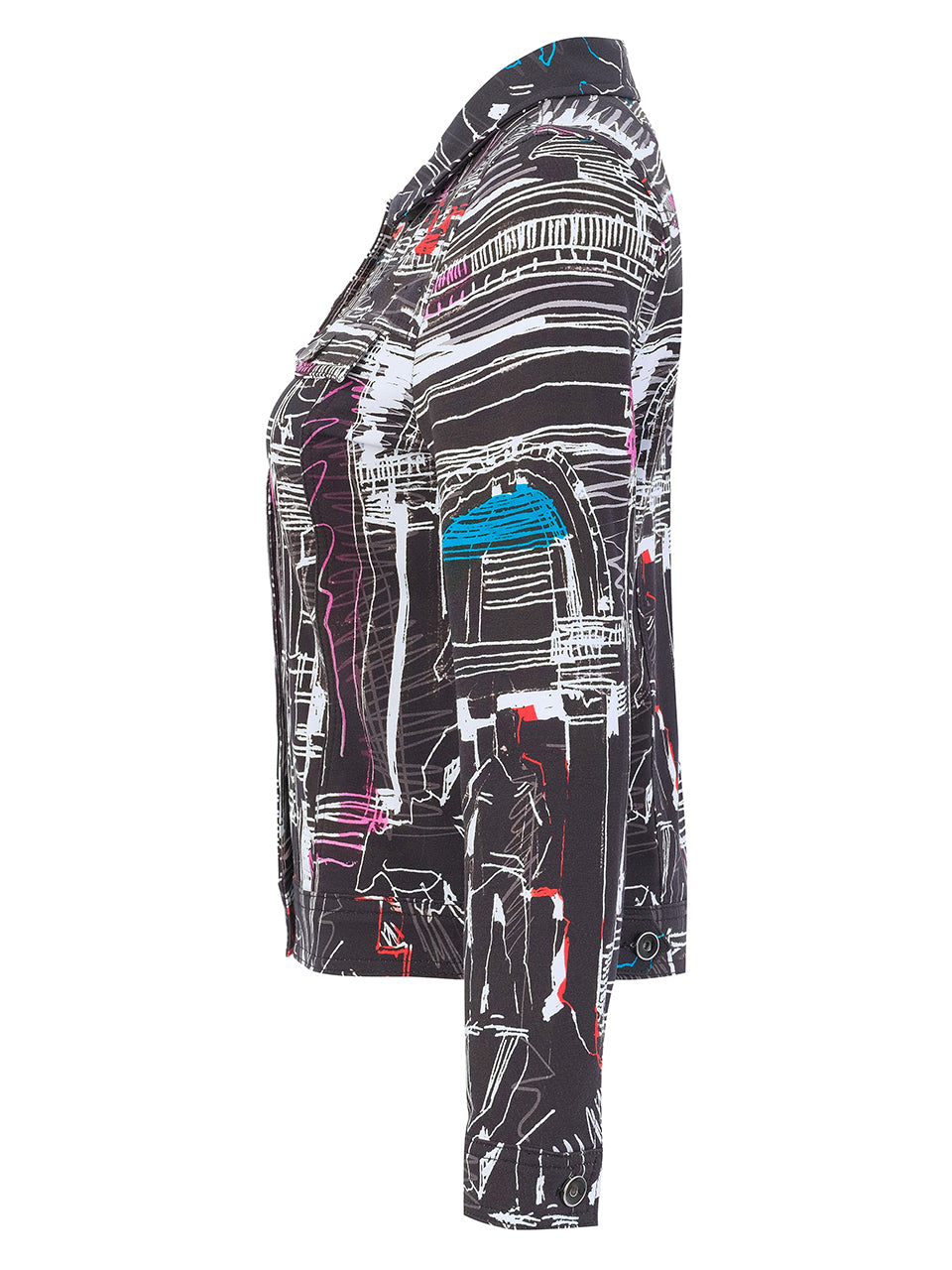 "Trevi" Artist Print Button Front Structured Jacket. Style DOLC76646