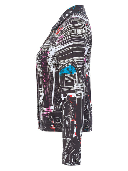 "Trevi" Artist Print Button Front Structured Jacket. Style DOLC76646