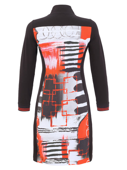 "Geo Stripes" Artist Print Zipper Front Dress. Style DOLC76695