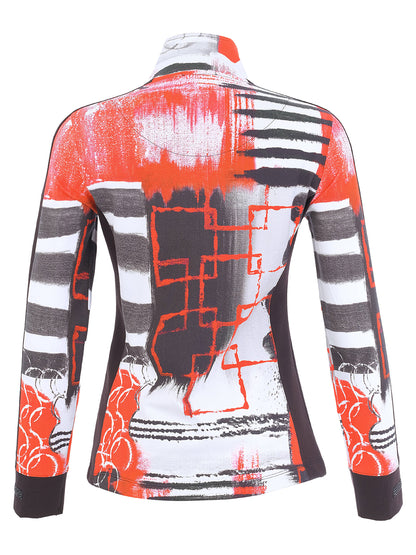 "Geo Stripes" Artist Print Zip Front Jacket. Style DOLC76696