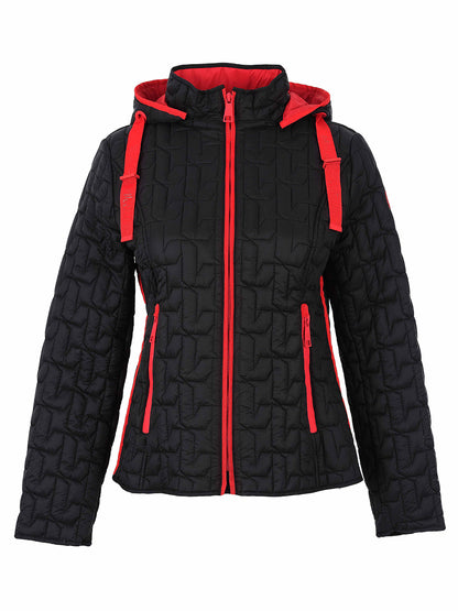 Quilted Lightweight Hooded Zip Front Jacket. Style DOLC76803