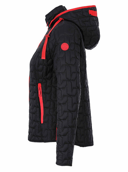 Quilted Lightweight Hooded Zip Front Jacket. Style DOLC76803