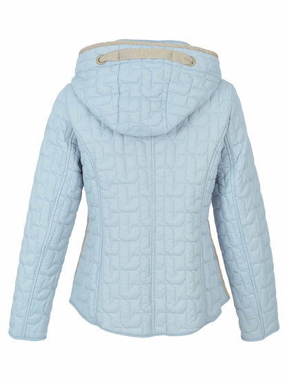 Quilted Lightweight Hooded Zip Front Jacket. Style DOLC76803