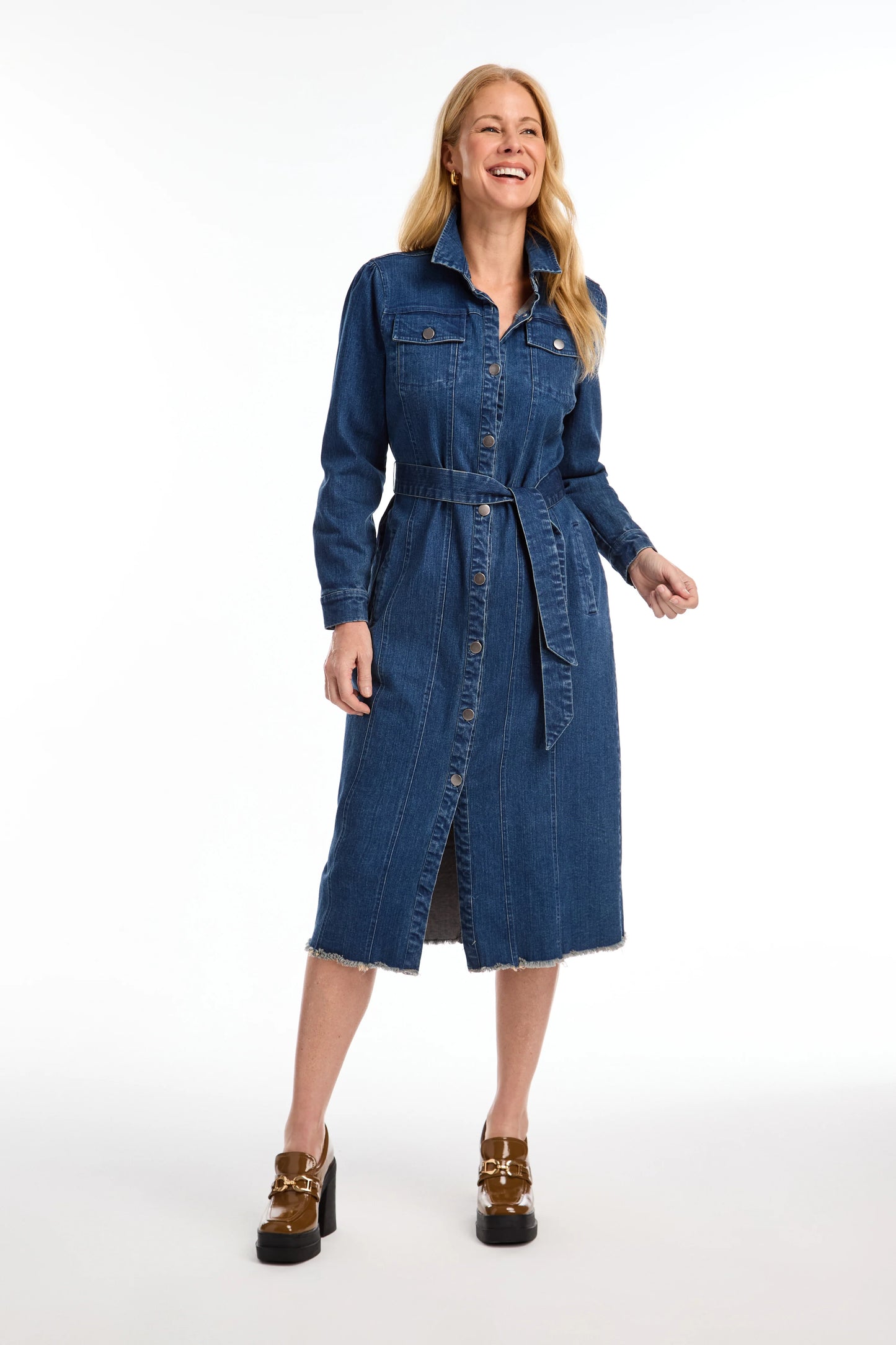 Denim Duster/Midi Denim Dress. Style FD7697667