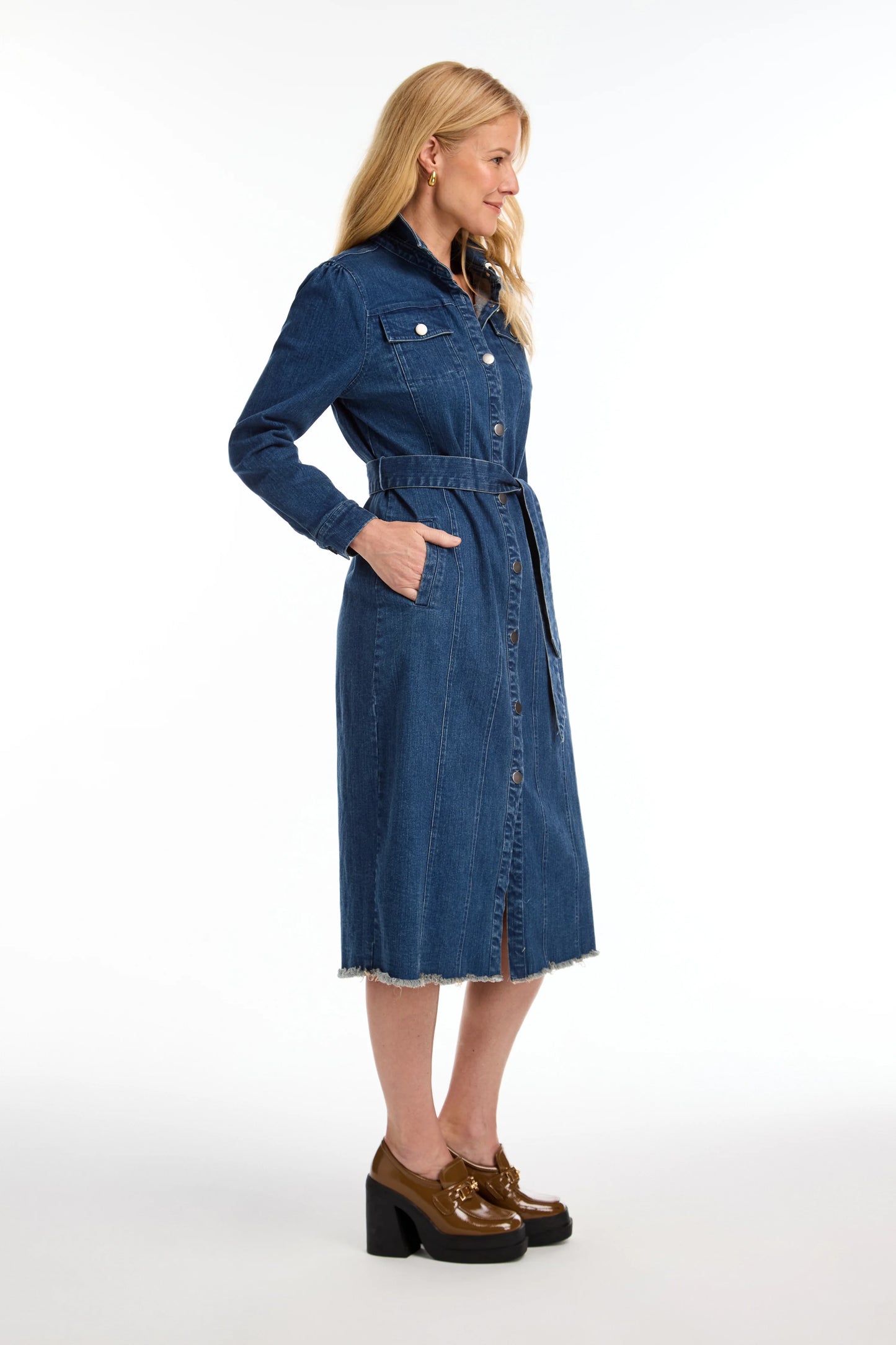 Denim Duster/Midi Denim Dress. Style FD7697667