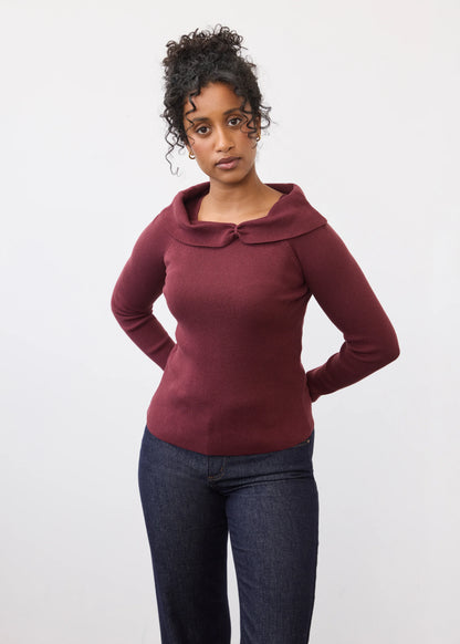 Off Shoulder Long Sleeve Cowl Neck Top. Style FD1983764