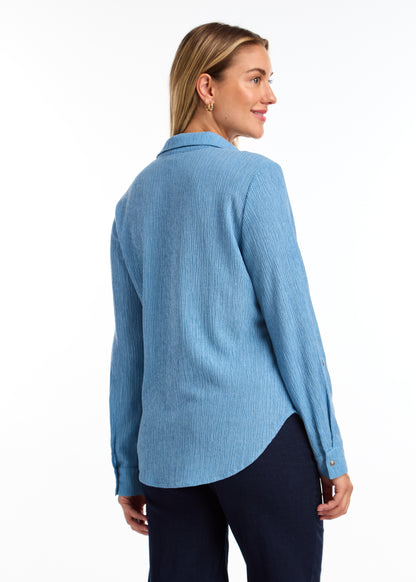 Textured Crinkle Button Front Top. Style FD7800294