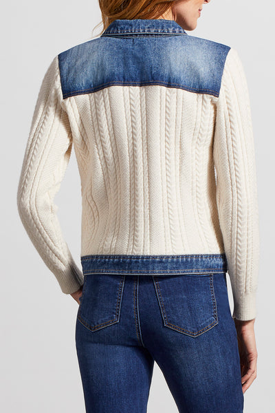 Denim Sweater Jacket. Style TR7883O-4816