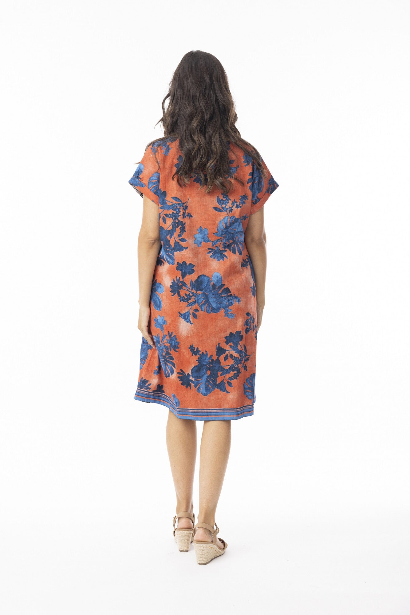 Reversible Short Sleeve Straight Cotton Dress. Style ORI71-591