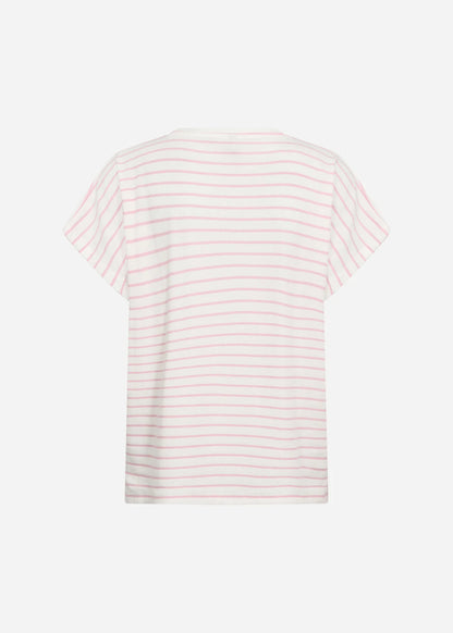 Striped Ribbed V-Neck Short Sleeve Top. Style SOYA27514