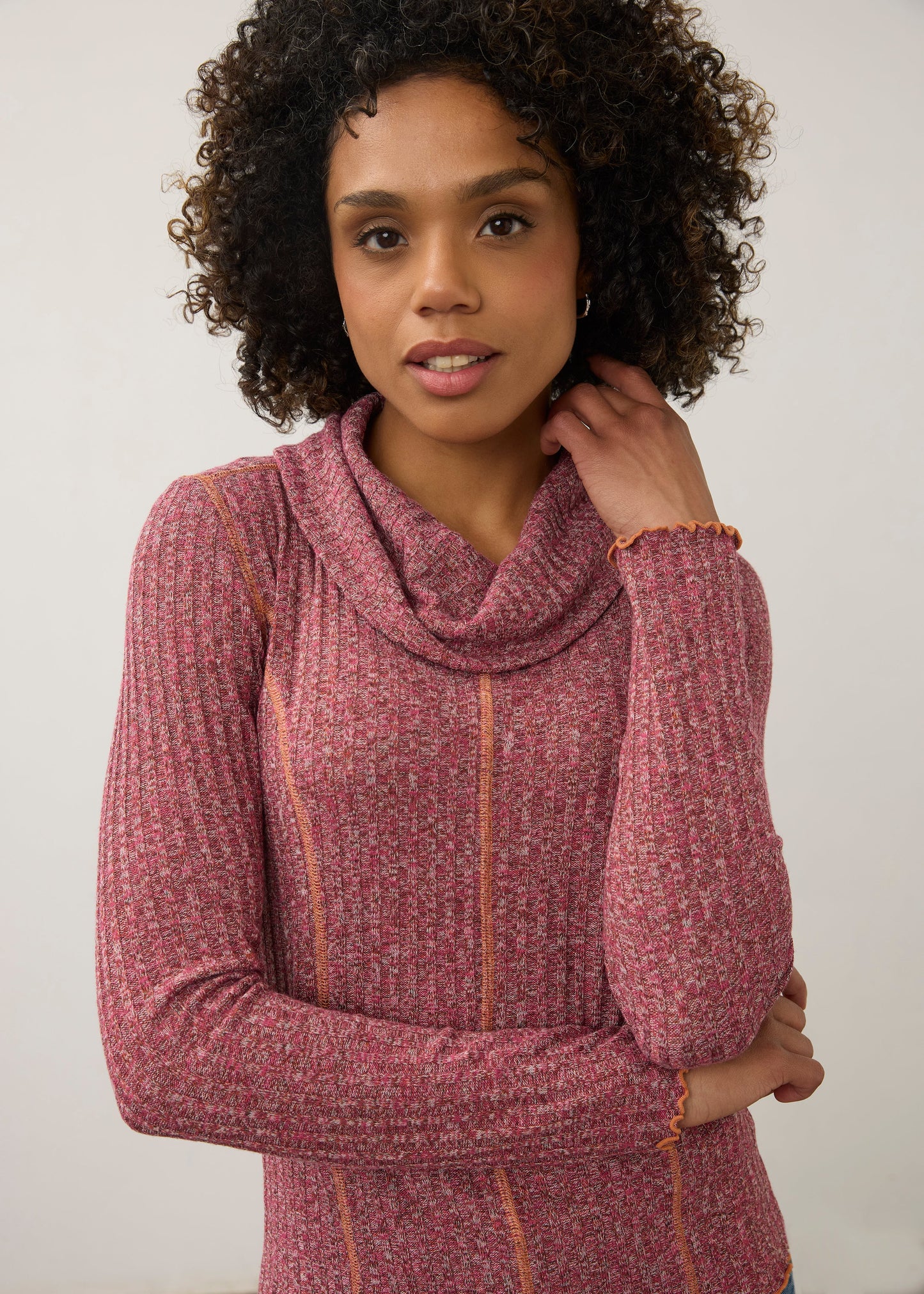 Long Sleeve Cowl Neck Top. Style FD3155135
