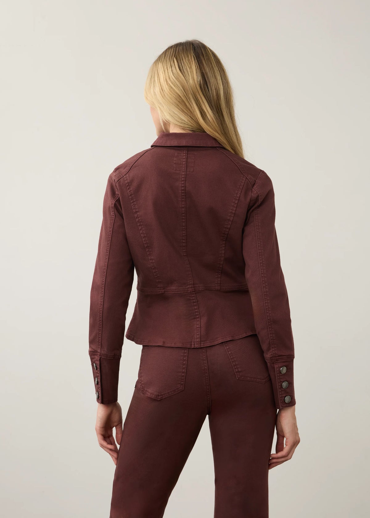 Button Front Contoured Waist Utility Jacket. Style FD10022511