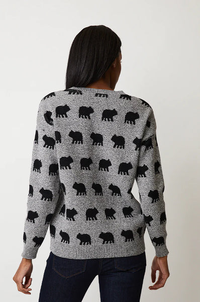 "Bear Naked"  Black & White Bear Print Sweater. Style PH80074