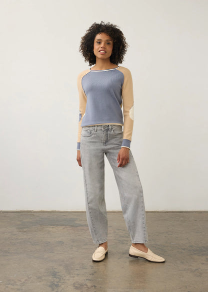 Long Sleeve Boatneck Colour Block Sweater. Style FD1938203
