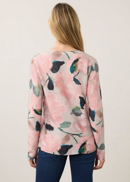 Long Sleeve Crew Neck Floral Printed Top. Style FD1788314