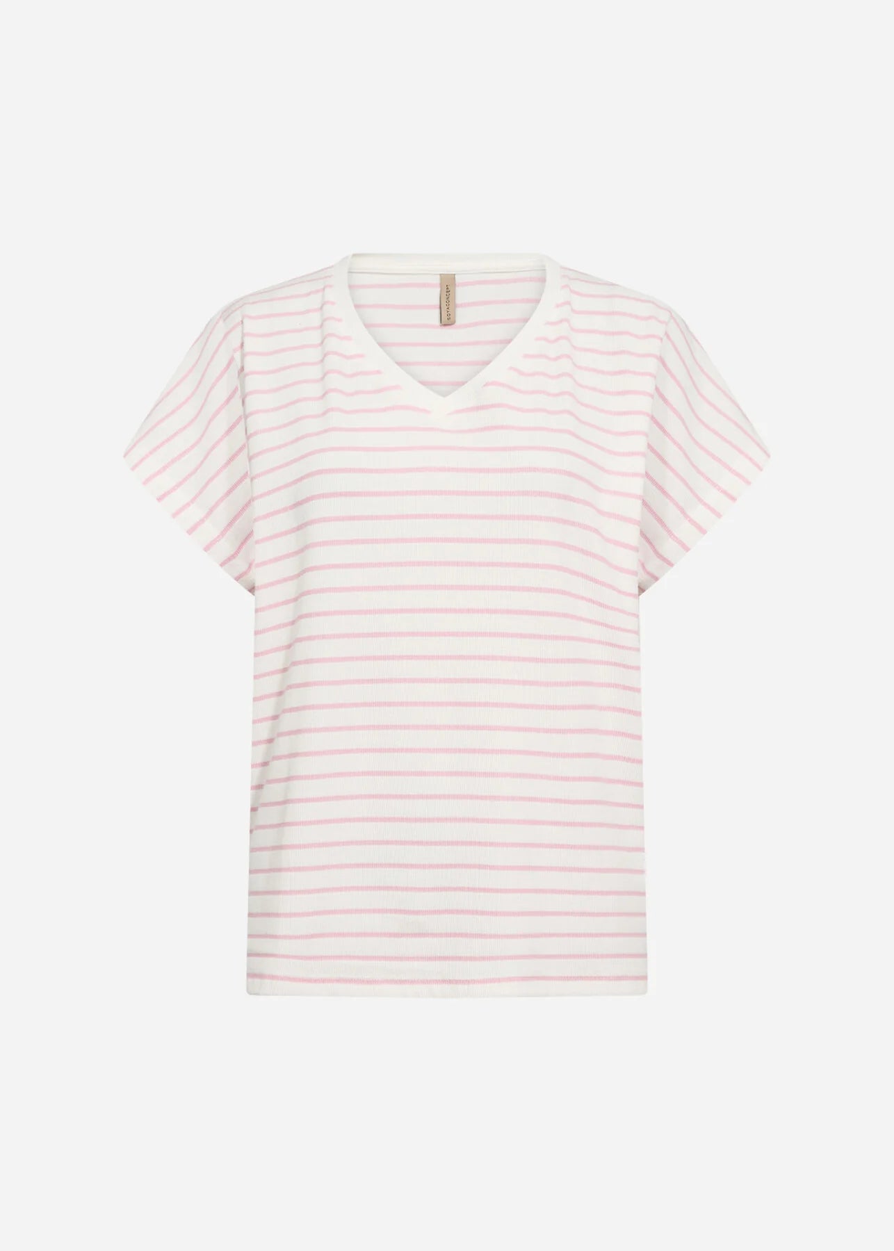 Striped Ribbed V-Neck Short Sleeve Top. Style SOYA27514