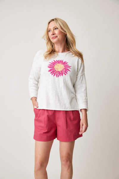 Summer Flowers Rolled Edge Knit Sweater. Style PH87273