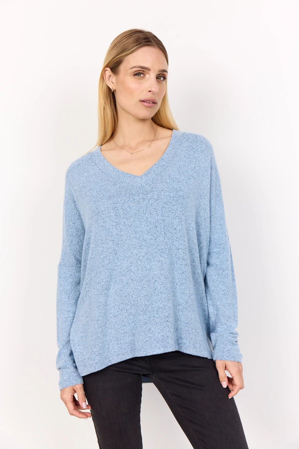 Long Sleeve V-Neck Drop Shoulder Top. Style SOYA25893