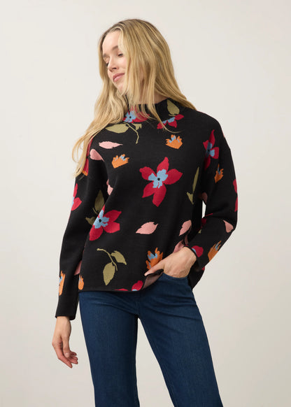 Mock Neck Long Sleeve Printed Sweater. Style FD1301535