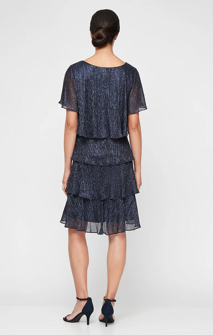 Shimmer Bodre Chiffon Tiered Cocktail Dress. Style SL9155124