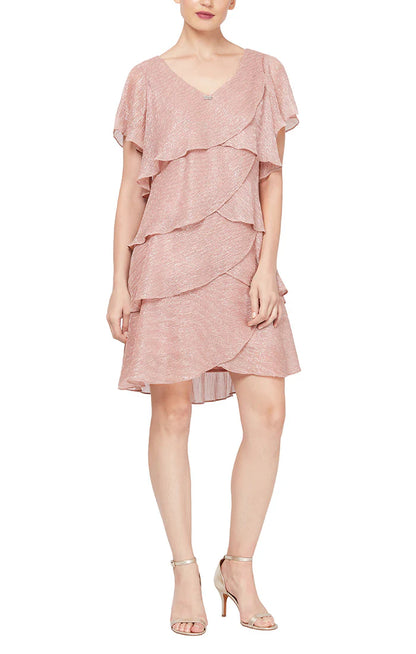 Shimmer Bodre Chiffon Tiered Cocktail Dress. Style SL9155124