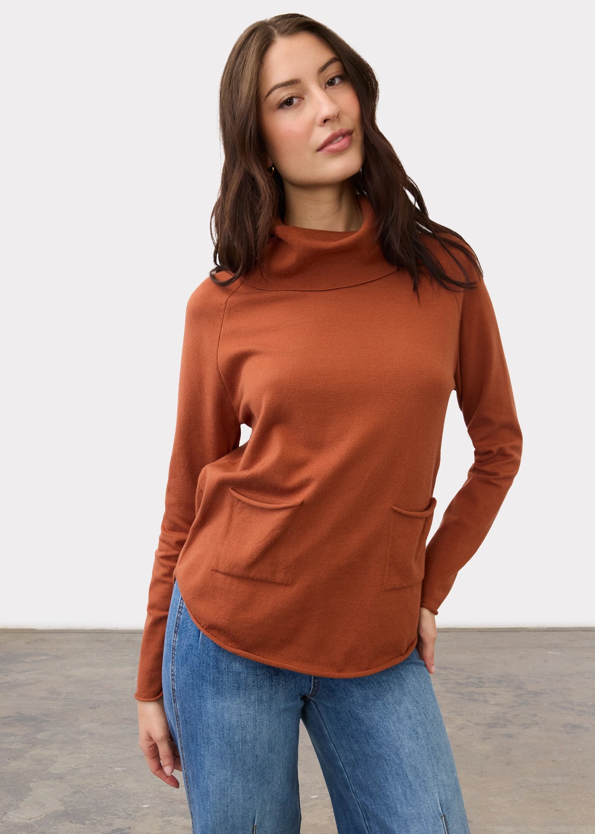 Cowl Neck Pop-Over Sweater. Style FD1492212