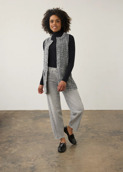 Long Length Open Front Tweed Vest. Style FD10008239
