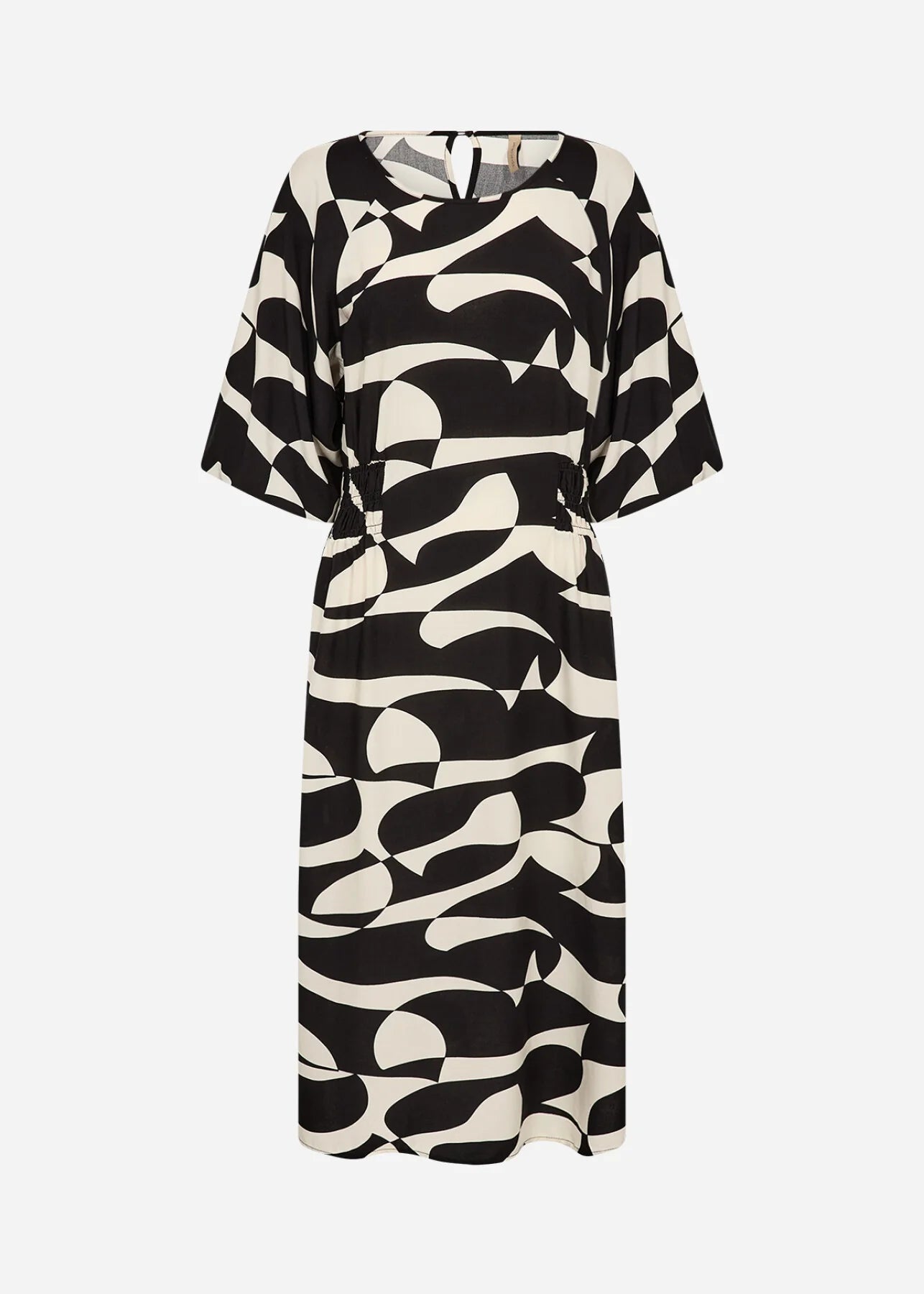 Abstract Print Elastic Waist Short Sleeve Dress. Style SOYA41614
