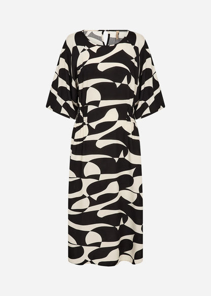 Abstract Print Elastic Waist Short Sleeve Dress. Style SOYA41614