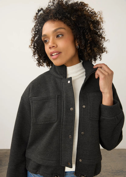 Knit Button Front Bomber Style Jacket. Style FD11103281