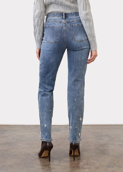 Olivia Straight Leg Pearl Detailing Jean. Style FD2062779