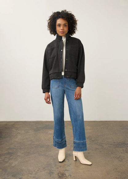 Knit Button Front Bomber Style Jacket. Style FD11103281