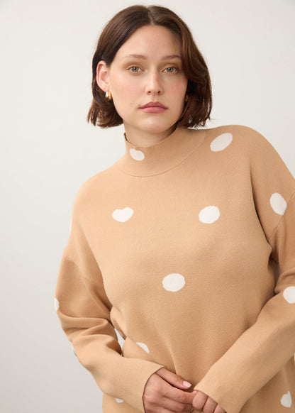 Mock Neck Long Sleeve Printed Sweater. Style FD1301535