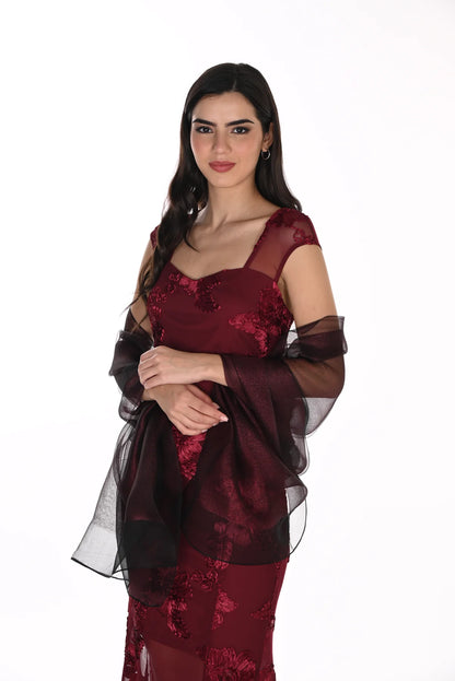 Shimmer Organza Sheer Shawl. Style FLA26960