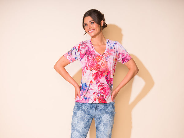 Pink Floral Print T-Shirt. Style ALSA43137