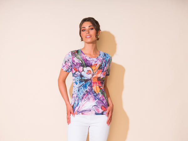 Lightweigt Floral Print T-Shirt. Stlyle ALSA43241